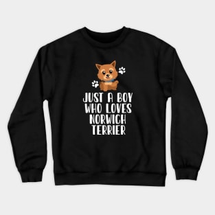 Just A Boy Who Loves Norwich Terrier Crewneck Sweatshirt